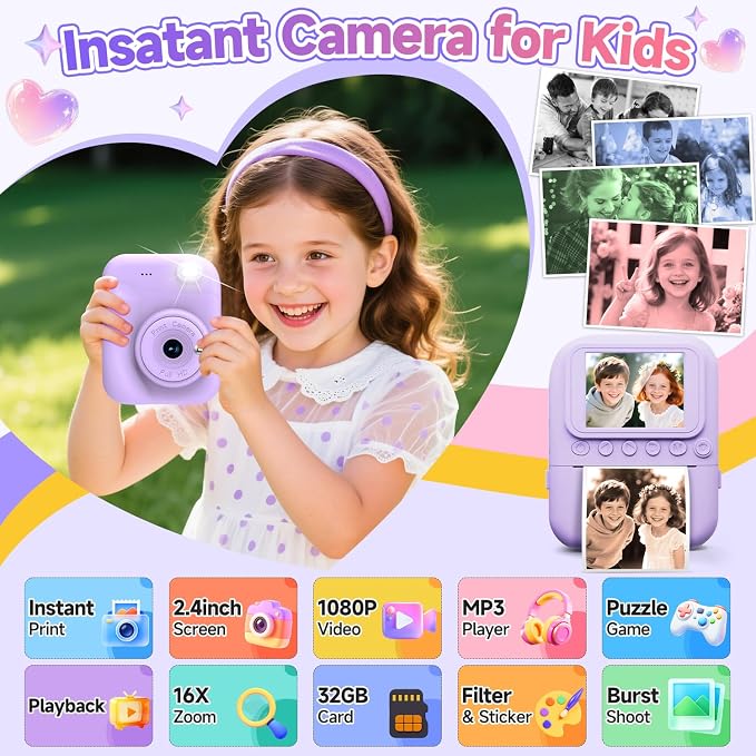 Kids Camera Instant Print, Portable Toddler Camera Toys - Image 2