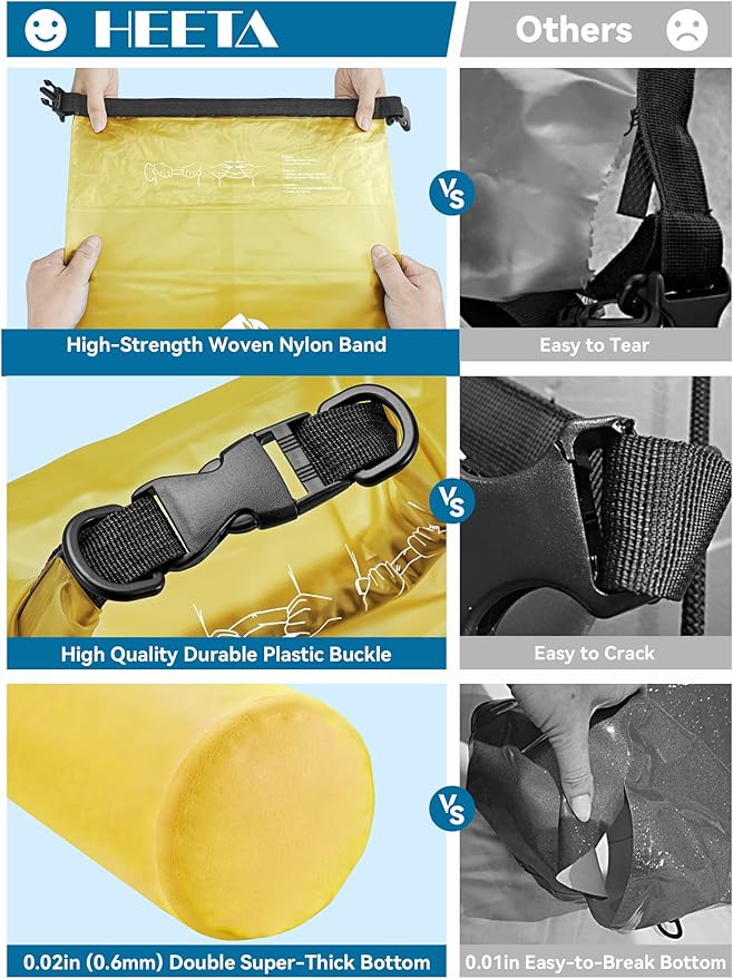 HEETA Dry Bag Waterproof for Women Men, 5L/10L/20L/30L/40L Roll Top Lightweight - Image 4