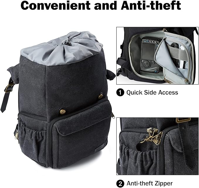 BAGSMART Camera Backpack, Large DSLR/SLR Waterproof Photography Bag Fit up to - Image 4