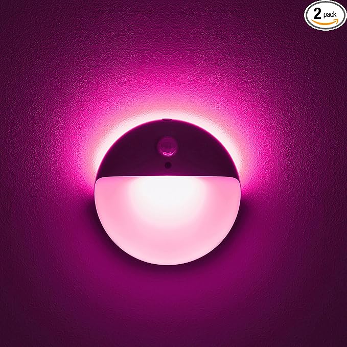 YUNLEX 2 Pack Pink Battery Night Light, Motion Activated Night Light, 2.6" by YUNLEX