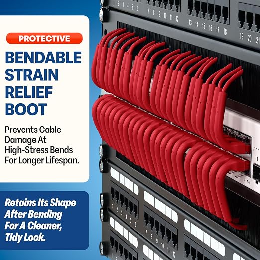 Everest Ultra Slim Cat6a Ethernet Patch Cables 5ft Red - Image 3