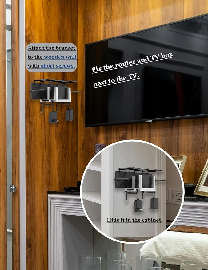 Wall Mount Shelf for WiFi Router, TV Box, Universal Cable Box Shelf Compatible - Image 6