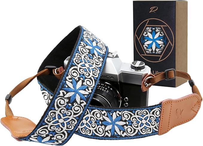 Padwa Lifestyle Blue Floral Camera Strap by PadwaLifestyleCameraStrap