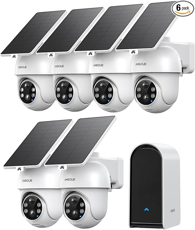 ANSQUE Security Cameras Wireless Outdoor Home System, 6 Camera Kit, No by ANSQUESecurity