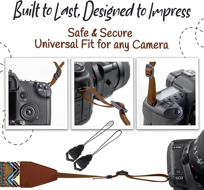 Art Tribute Camera Strap, Vintage Embroidered Neck Shoulder & Crossbody Camera - Image 7