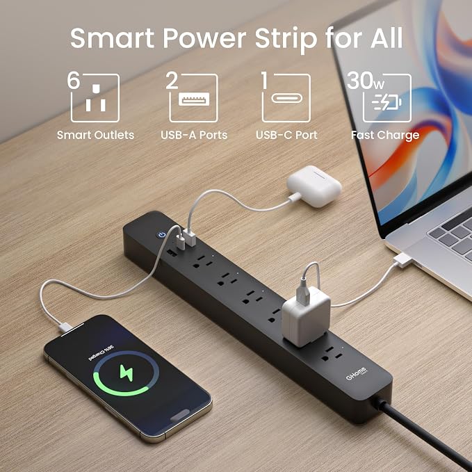 GHome Smart Power Strip 15A, 2.4G WiFi Smart Plugs That Work - Image 3
