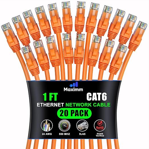 Maximm Cat 6 Ethernet Cable 1 ft by MaximmCable