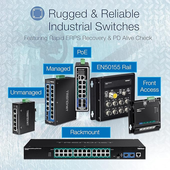 TRENDnet 8-Port Industrial Unmanaged Fast Ethernet PoE+ DIN-Rail Switch - Image 6