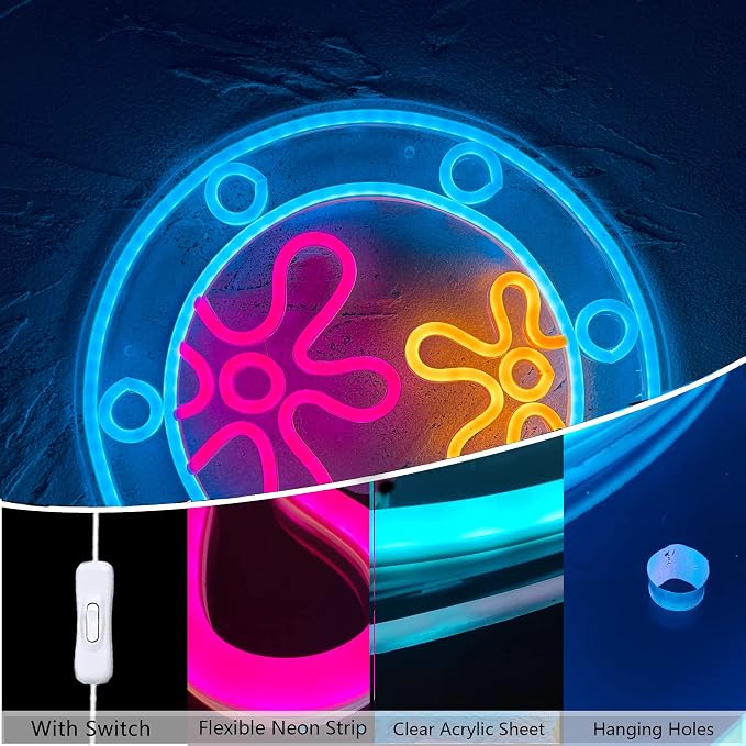 manimo Ocean World Porthole Neon Lights, LED Under Sea Porthole Neon Signs - Image 2