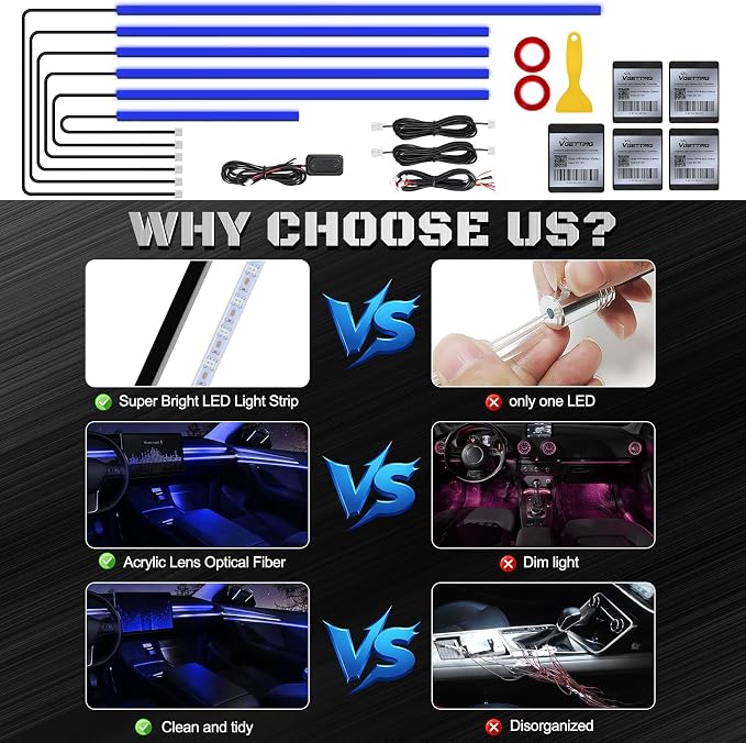 RGB Acrylic Interior Car LED Strip Light - Image 5