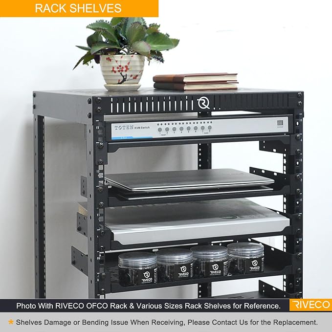 RIVECO 2 PCS 10” Rack Shelves for 19 inches Network Rack & Cabinets, 1U Rack - Image 6