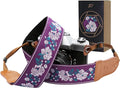 Padwa Lifestyle Purple Flowers Embroidered Camera Strap by PadwaLifestyleCameraStrap