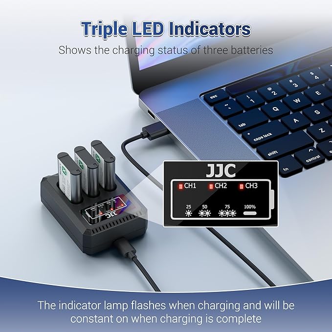 JJC DB-120 Battery Charger USB Triple Slot - Image 6