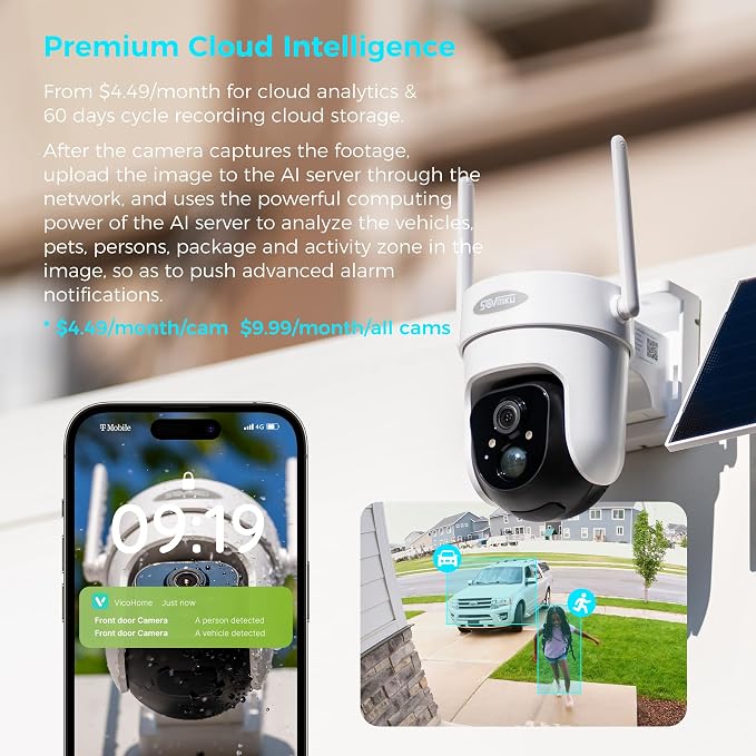 Vicohome CQ4G 2K AI Solar Security Camera Wireless Outdoor, Battery Powered Cam - Image 5
