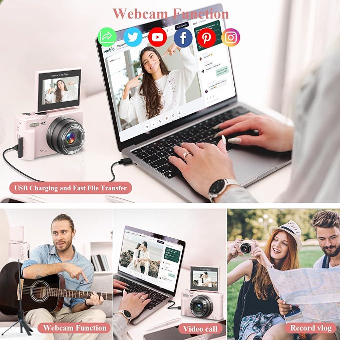 4K Digital Camera for Photography, 64MP Vlogging Camera for YouTube, WiFi Vlog - Image 5