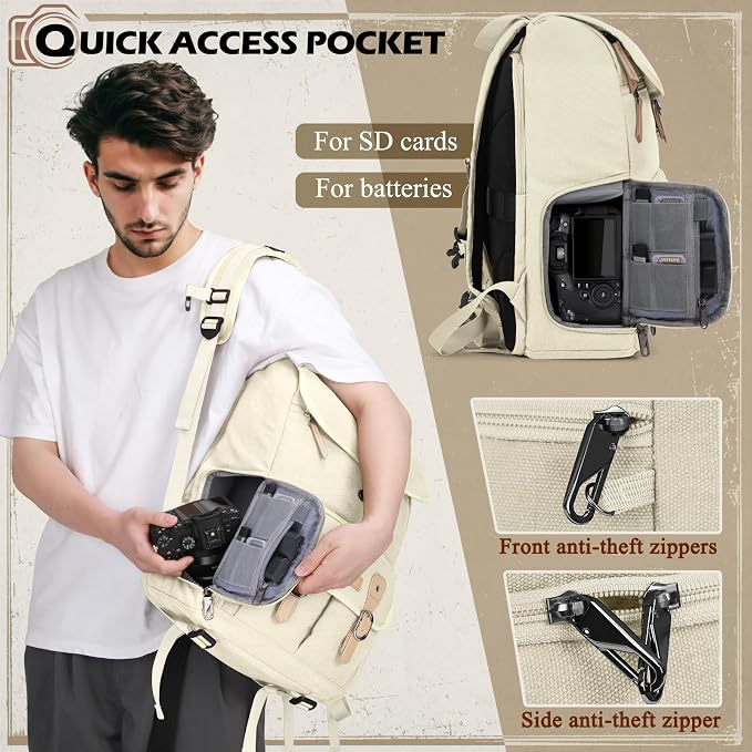 RAINSMORE Camera Bag Backpack for DSLR/SLR Mirrorless 15.6 Inch Laptop Camera - Image 6