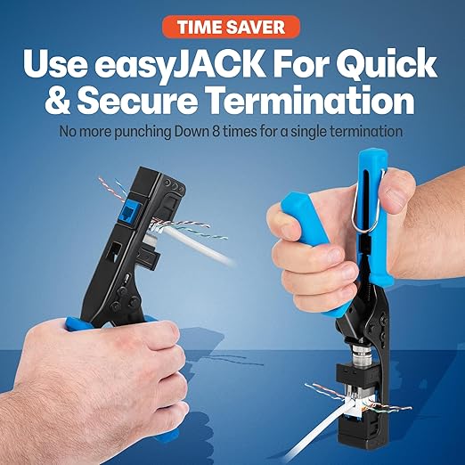 Everest 90° Angled RJ45 Cat6A Keystone Jacks 50-Pack in Blue - Image 5