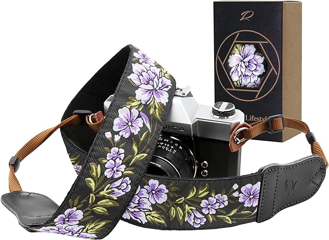 Padwa Lifestyle Purple Flower Camera Strap by PadwaLifestyleCameraStrap
