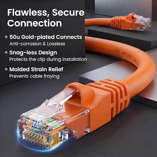GEARit Cat 6 Ethernet Patch Cables 3 ft Orange, High Speed 24AWG 10Gbps RJ45 - Image 4