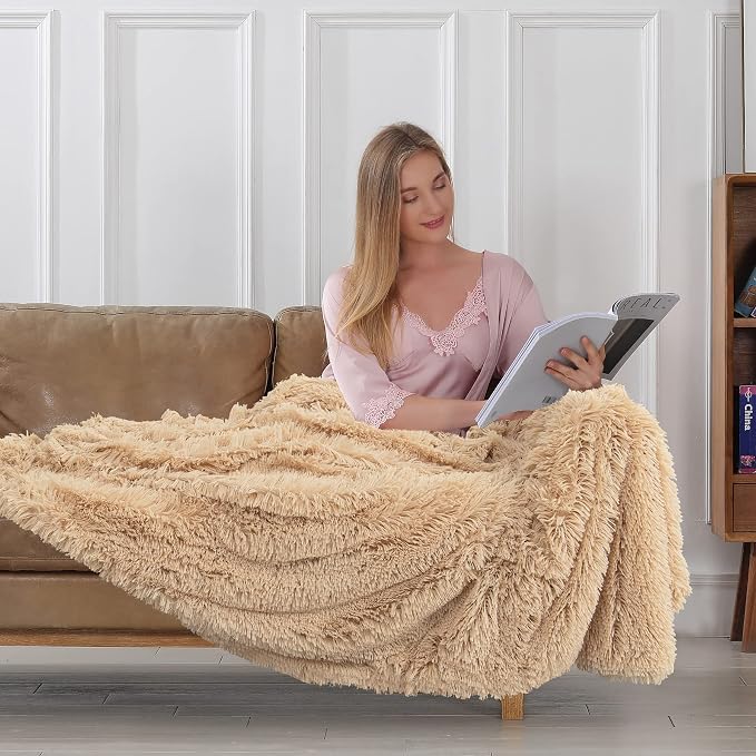 Tuddrom Decorative Extra Soft Faux Fur Blanket Twin Size 70" x 78", Solid - Image 4