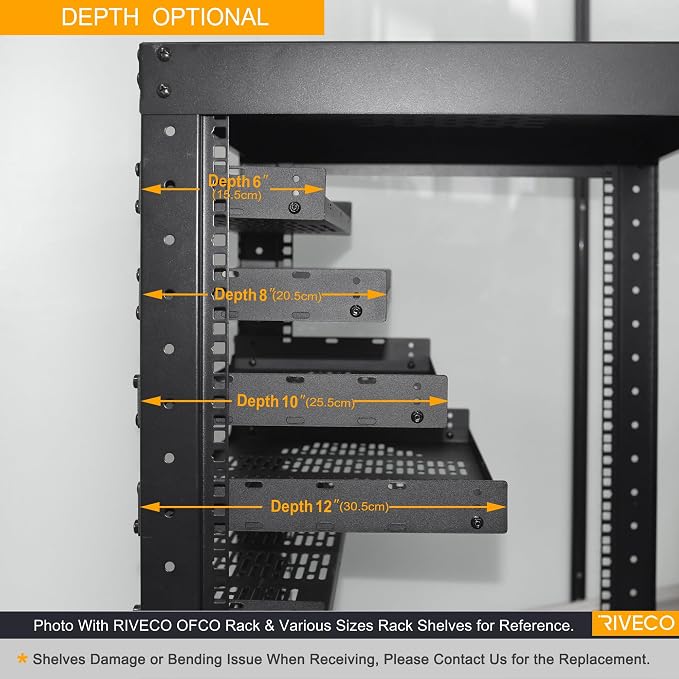 RIVECO 2 PCS 6” Rack Shelves for 19 inches Network Rack & Cabinets, 1U Rack - Image 2