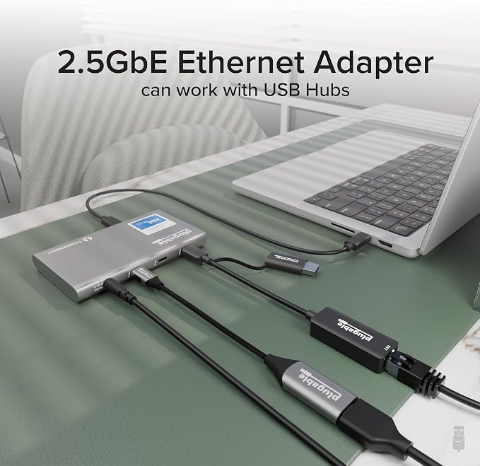 Plugable 2.5G USB-C and USB to Ethernet Adapter – Dual-Connector 2-in-1 USB-C - Image 8