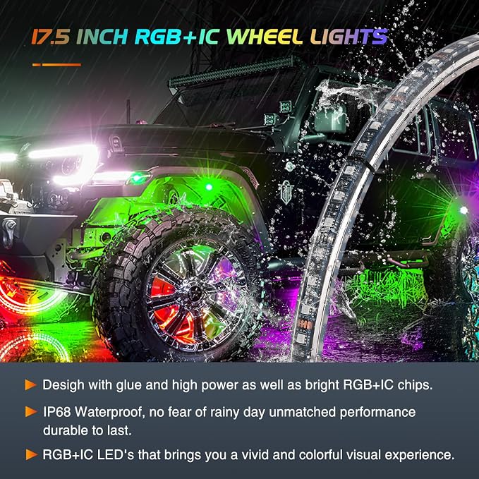 Nilight 4PCS 17.5inch Double Row Wheel Ring Lights Dream Color - Image 5