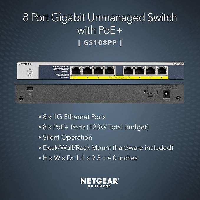 NETGEAR 8-Port Gigabit Ethernet Unmanaged PoE Switch - - Image 2