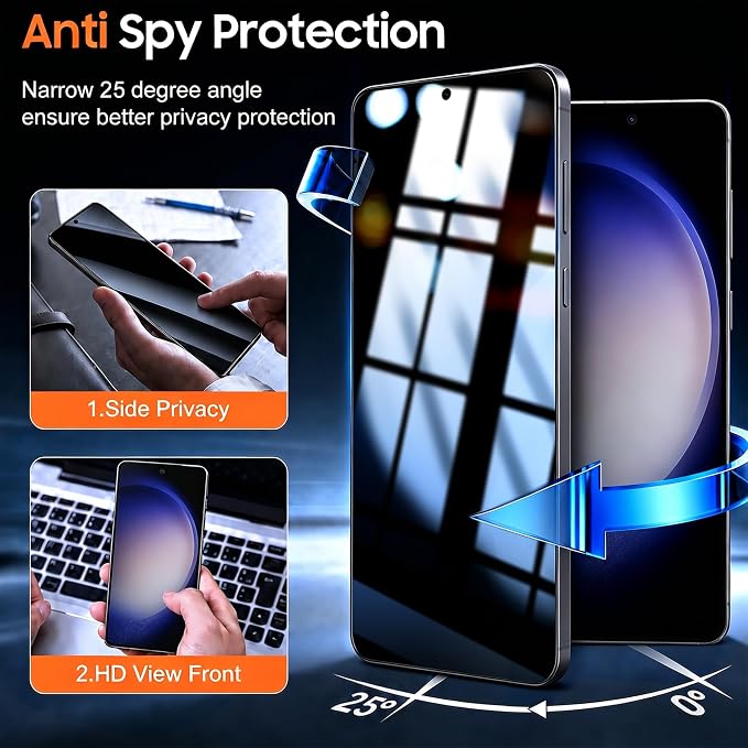 2 Pack for Samsung Galaxy S23 Privacy Screen Protector, 2 Pack Camera Protector - Image 3