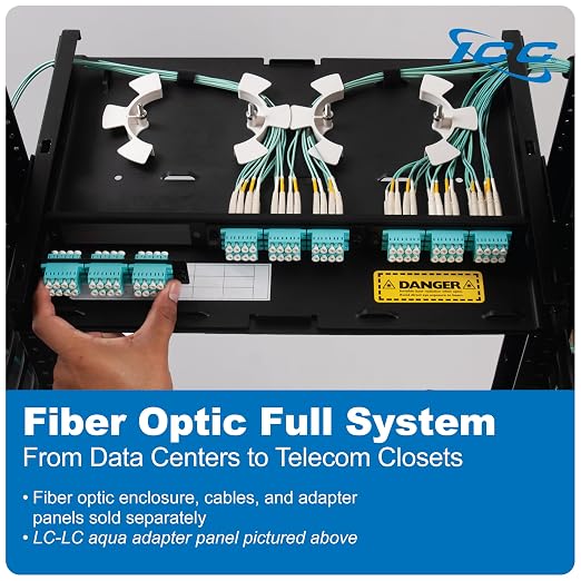 ICC SC-SC Fiber Optic Adapter Panel, LGX Compatible, 12 Fibers, Aqua 94V-0 - Image 8