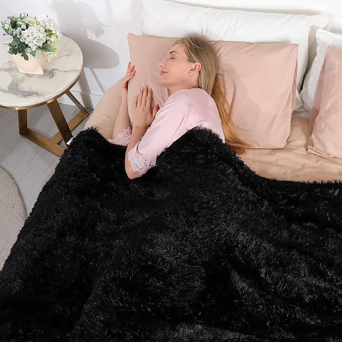 Tuddrom Decorative Extra Soft Faux Fur Blanket Twin Size 70" x78", Reversible - Image 4