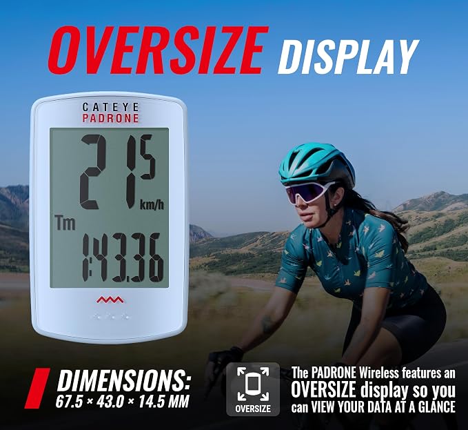 CATEYE Padrone Wireless Bike Computer – Oversized Display Cyclocomputer - Image 2