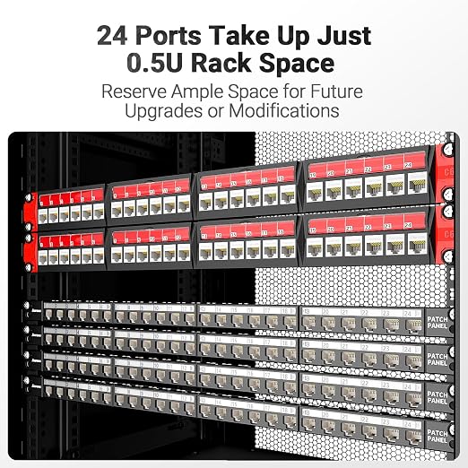 AMPCOM 24 Port Blank Keystone Patch Panel - Image 3