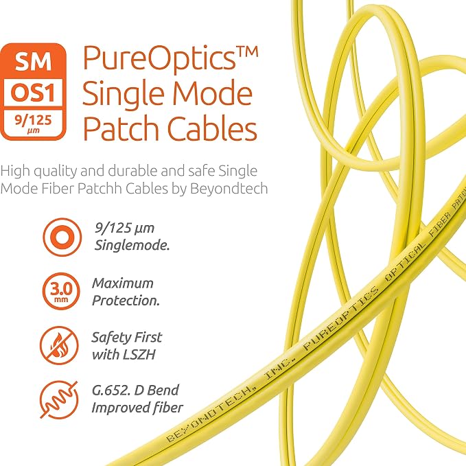 BEYONDTECH 20m LC to LC Fiber Patch Cable – UPC Single-Mode Duplex Fiber Optic - Image 4
