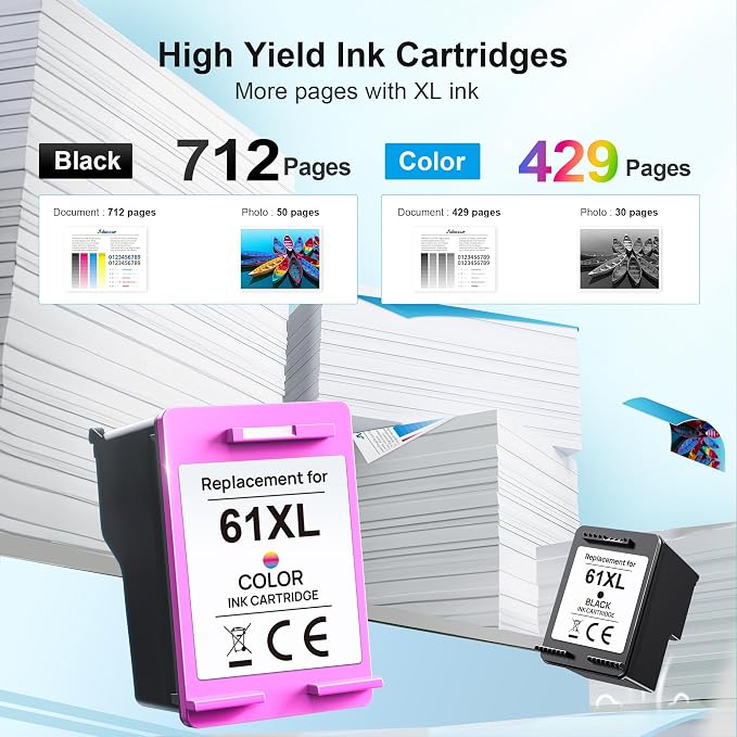 61XL Ink Cartridge Replacement for HP Ink 61 for HP 61 Ink Works - Image 4