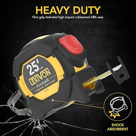 LEXIVON 25Ft/7.5m AutoLock Tape Measure | 1-Inch Wide Blade - Image 4