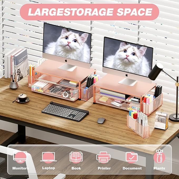 OPNICE Desk Organizers and Accessories, 2-Tier Computer Monitor Stand - Image 4