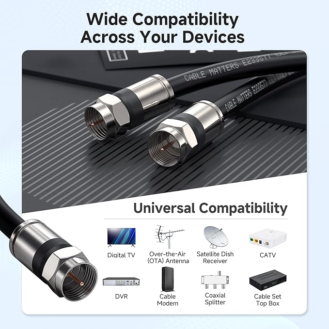 Cable Matters 2-Pack RG6 Coaxial Cable - 6ft - Image 5