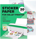 Sticker Paper for Inkjet Printer -, 8.5 x 11" Letter Size, Glossy White Vinyl by PaperPlan