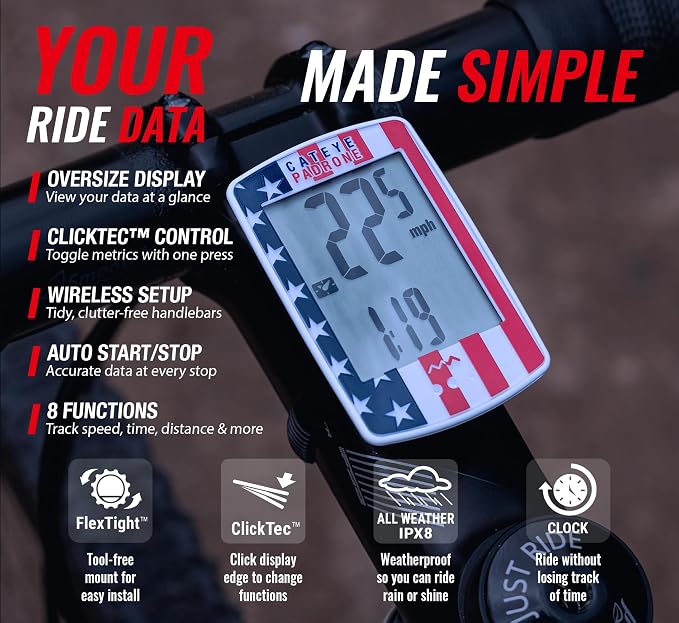 CATEYE Padrone Wireless Bike Computer – Oversized Display Cyclocomputer - Image 3