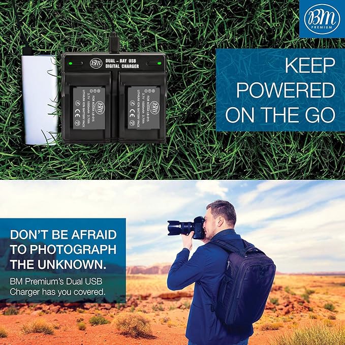 BM Premium 2 Pack of LB-015 Batteries and Dual Bay Battery Charger - Image 5