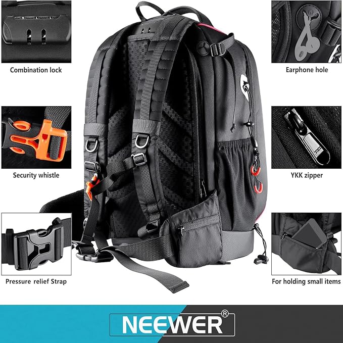 Neewer Pro Camera Case Waterproof Shockproof Adjustable Padded Camera Backpack - Image 4