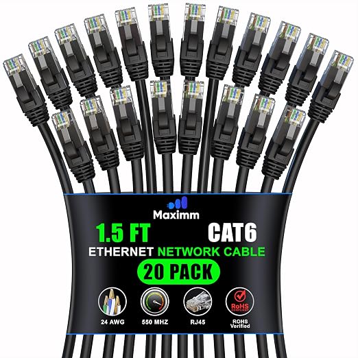 Maximm Cat 6 Ethernet Cable 1.5 ft by MaximmCable