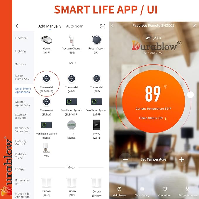 Durablow SH3002-RH On/Off WiFi Gas Fireplace Remote Control - Image 6