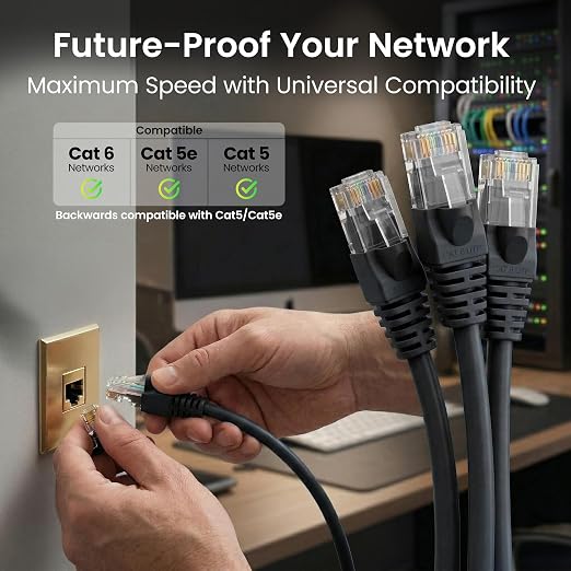GEARit Cat 6 Ethernet Patch Cable 20 ft Black Cat6 Patch Cables 20ft - Image 9