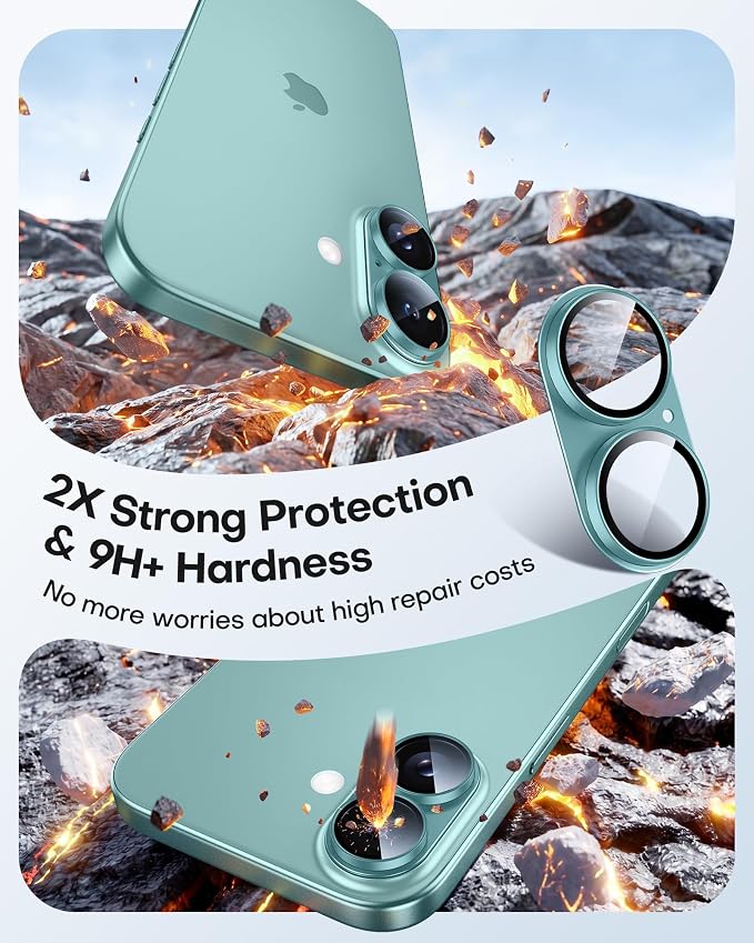 TAURI 2 Pack for iPhone 16/16 Plus Camera Lens Protector, Full Coverage - Image 2