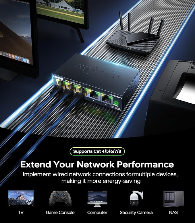 EWIND 2025 Upgraded 5 Port Gigabit Ethernet Switch - Image 2