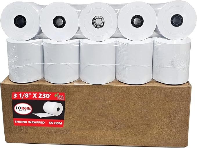 3 1/8 x 230 thermal paper square POS cash register thermal receipt paper rolls by BuyRegisterRolls%C2%AE