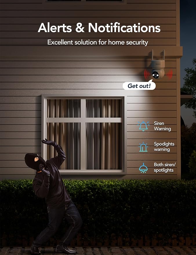 GNCC Solar Security Cameras Wireless Outdoor, 2.4G WiFi 360° View Solar/Battery - Image 5