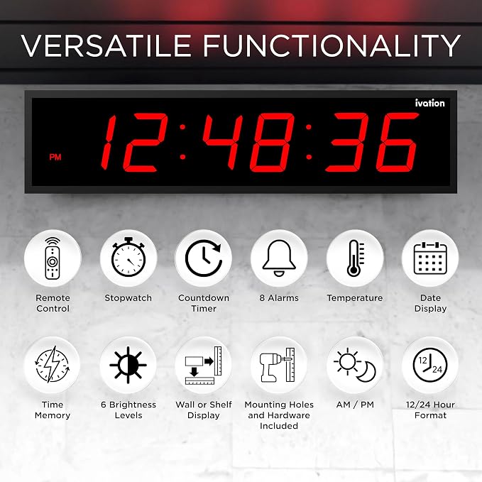Ivation Oversized 36" Large Digital LED Clock | Big Digital Clock - Image 6